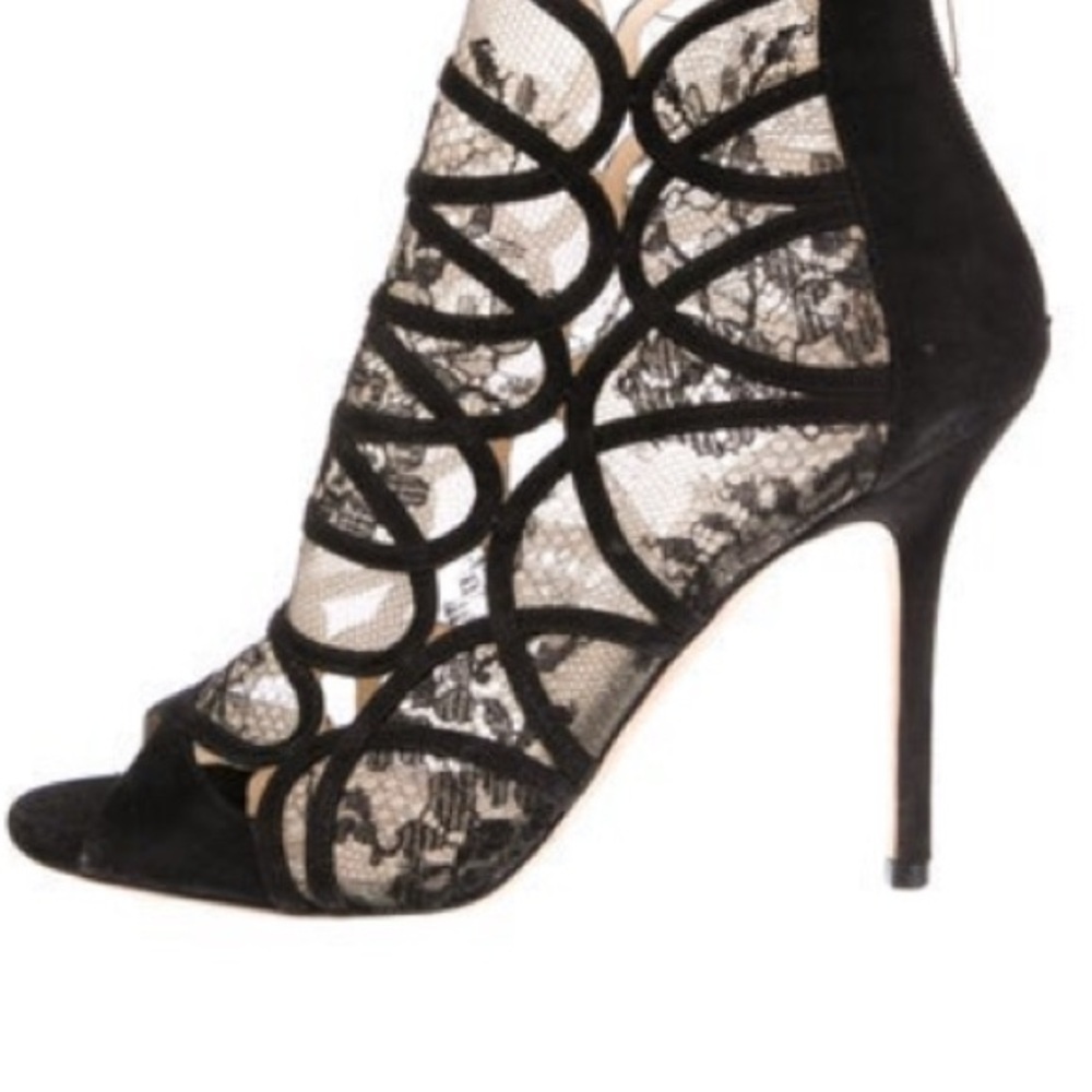 Jimmy Choo Black Lace Cutout Stiletto Heels 39.5 - Picture 8 of 8
